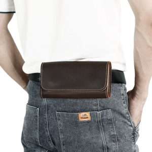 YANHUAKEKE Genuine Crazy Horse Leather Waist Bag – Rugged Outdoor Belt Pouch for Men