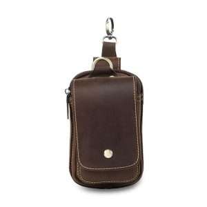 YANHUAKEKE Genuine Crazy Horse Leather Waist Bag – Men’s Belt Mobile Phone Bag