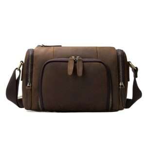 YANHUAKEKE Genuine Crazy Horse Leather Men's Retro Shoulder Crossbody Bag – Durable & Stylish
