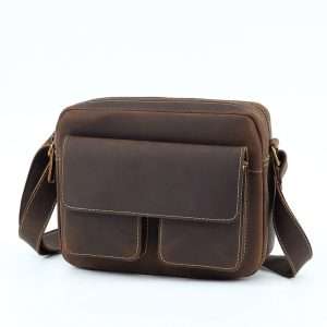 YANHUAKEKE Genuine Leather Men's Shoulder Bag – Retro Style Leather Crossbody Messenger Bag