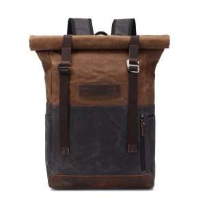 YANHUAKEKE Vintage Canvas Leather Backpack: Spacious Durable Rucksack for Men & Women, Perfect for Travel and College Life